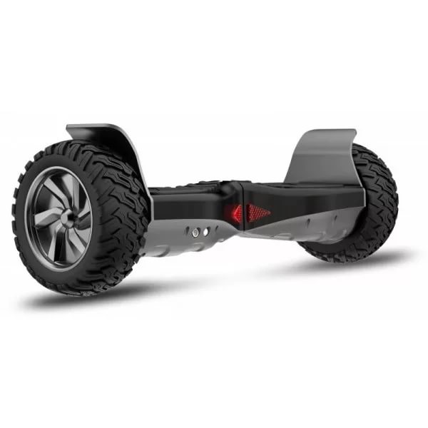 Black hoverboard with large all-terrain wheels, side view, perfect for outdoor fun in Ahmedabad Gujarat