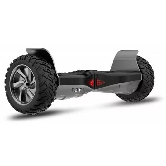 Black hoverboard with large all-terrain wheels, side view, perfect for outdoor fun in Ahmedabad Gujarat