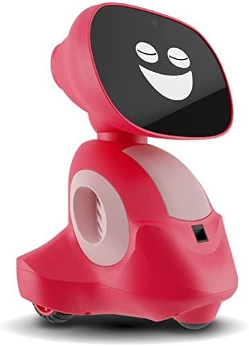 MIKO interactive smart AI Robot Miko toy for learning India in red with smiling face and wheels