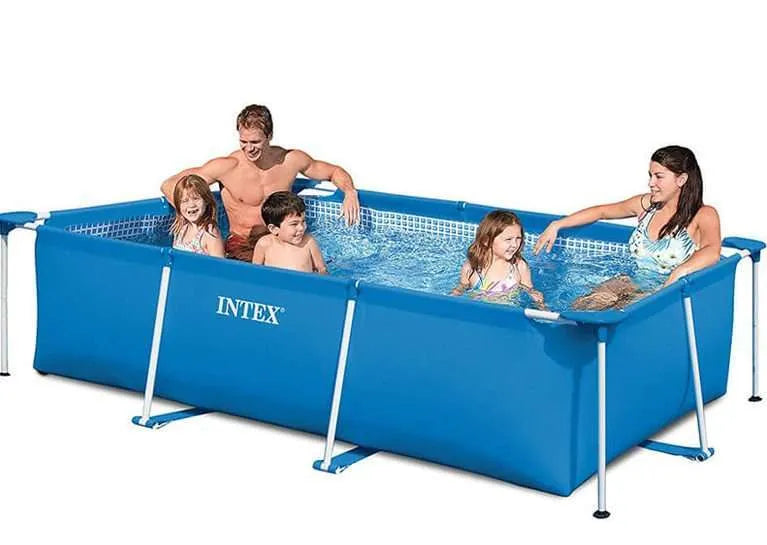 Intex 8.5ft inflatable swimming pool in blue, side view, perfect for families in Ahmedabad Gujarat