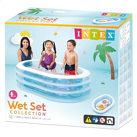 Intex Wet Set Collection kids swimming pool with kids splashing water, perfect for summer fun. Buy kids swimming pool online at samstoy.in Gujarat India.