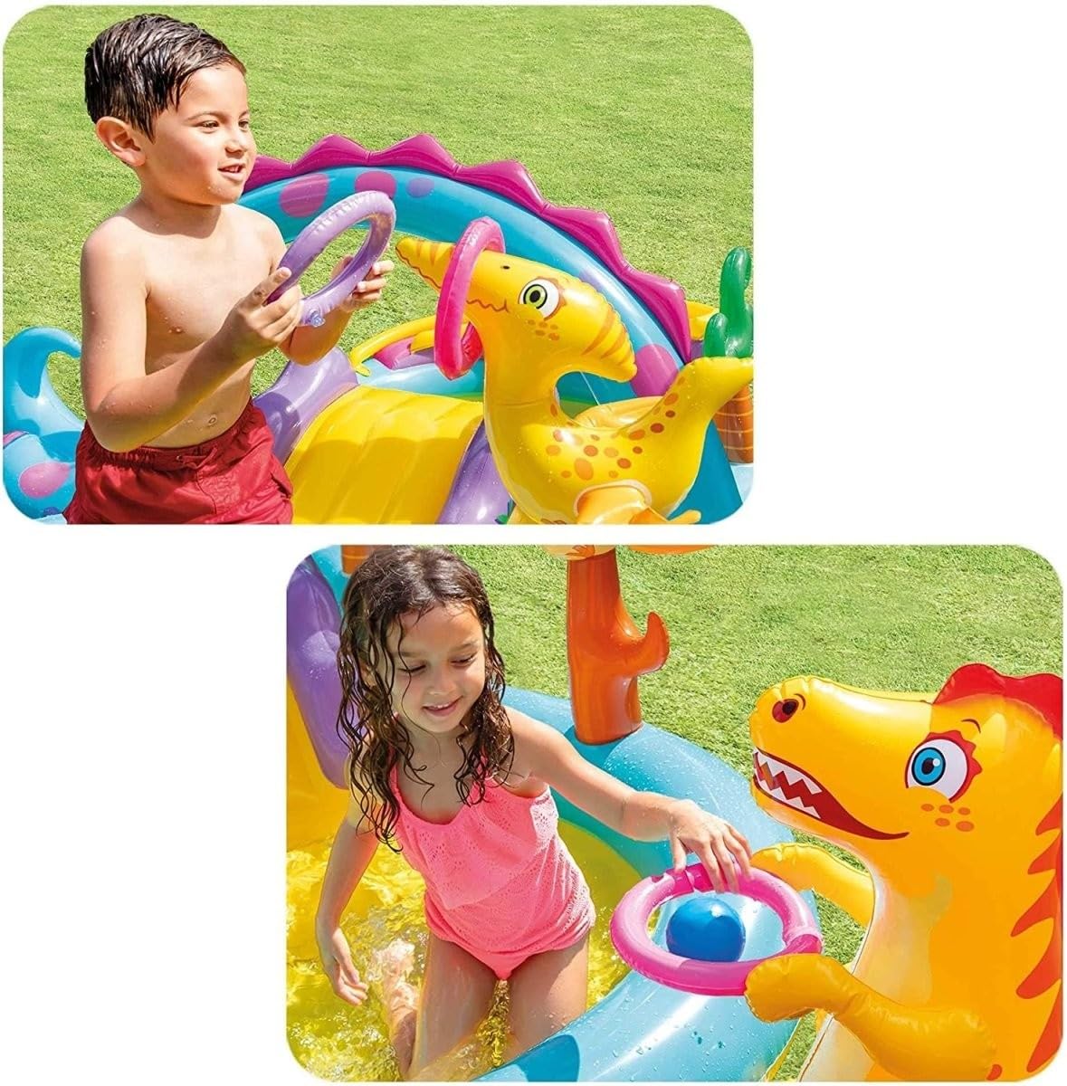 Intex Dino swimming slide and pool at Sam's Toy World Ahmedabad Gujarat, colorful inflatable for children's outdoor fun