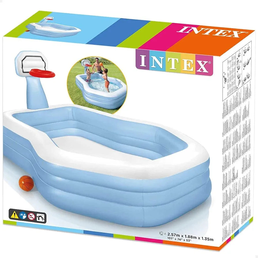 Intex family pool with basketball hoop in blue, side view, great for fun in Ahmedabad
