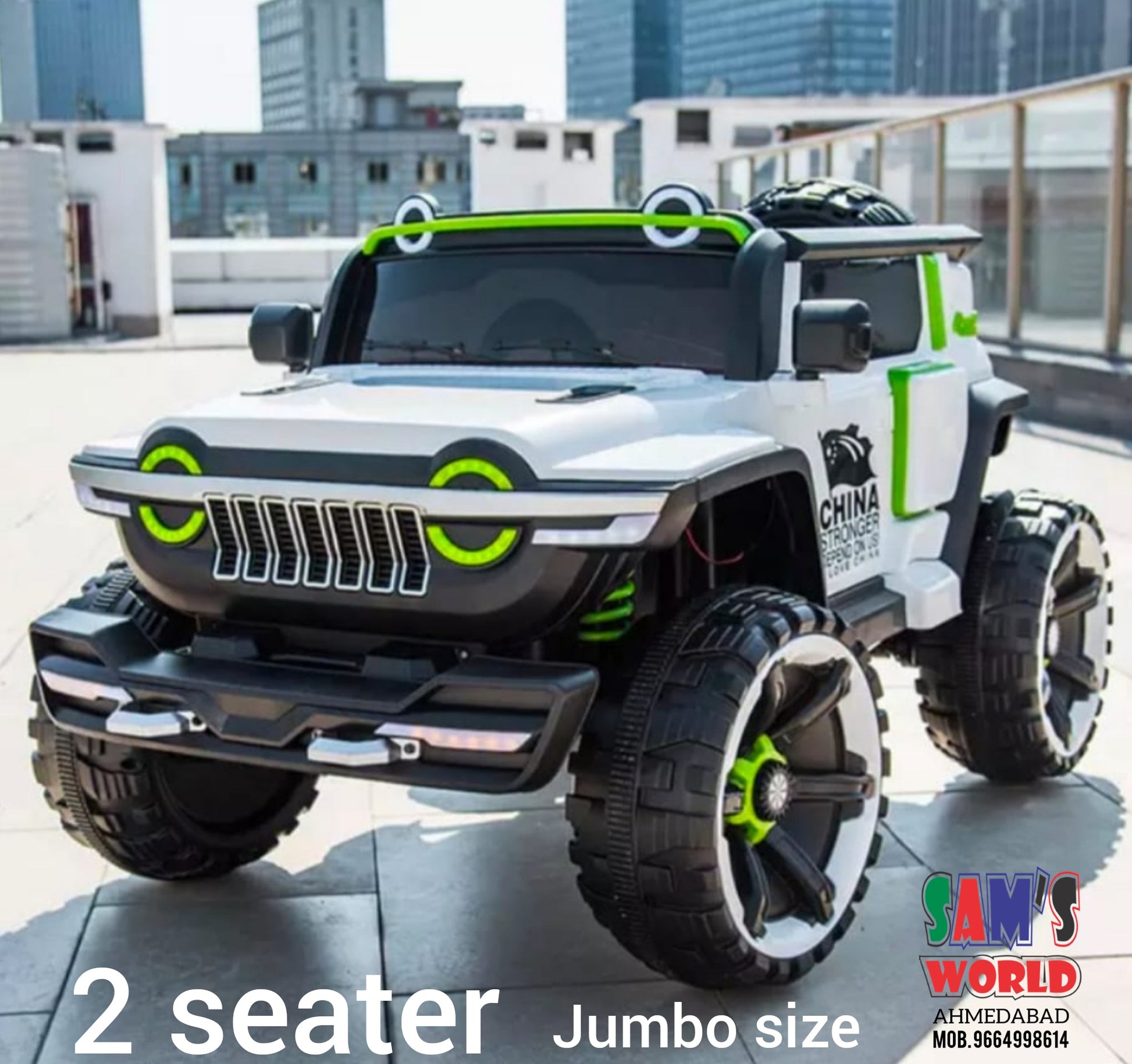 Jumbo big size double seater ride on jeep for kids with stylish design and cool features