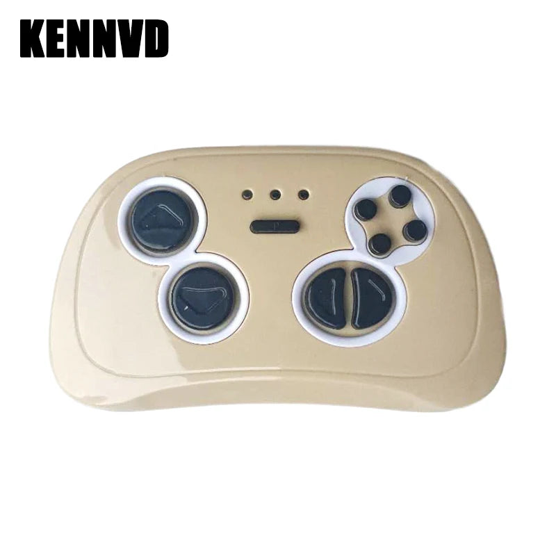 gold remote control desktop chrome with multiple buttons, top view, for gaming and remote operations