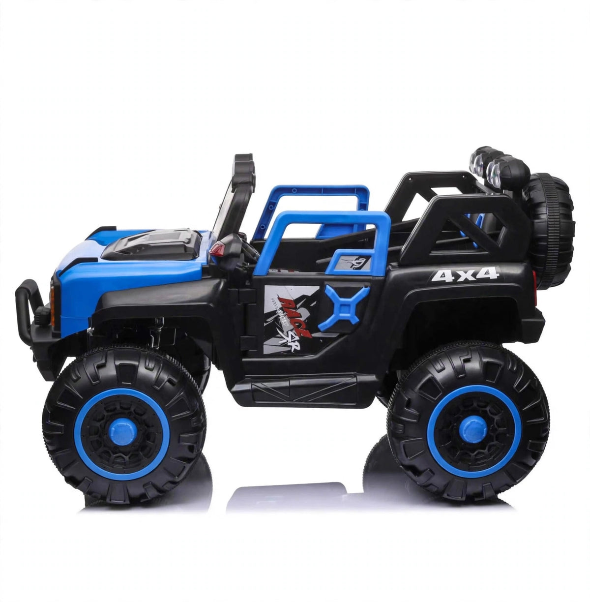 Kids 4x4 2 seater jumbo size electric jeep car in blue and black for ages 3 and up from Sam's Toy World