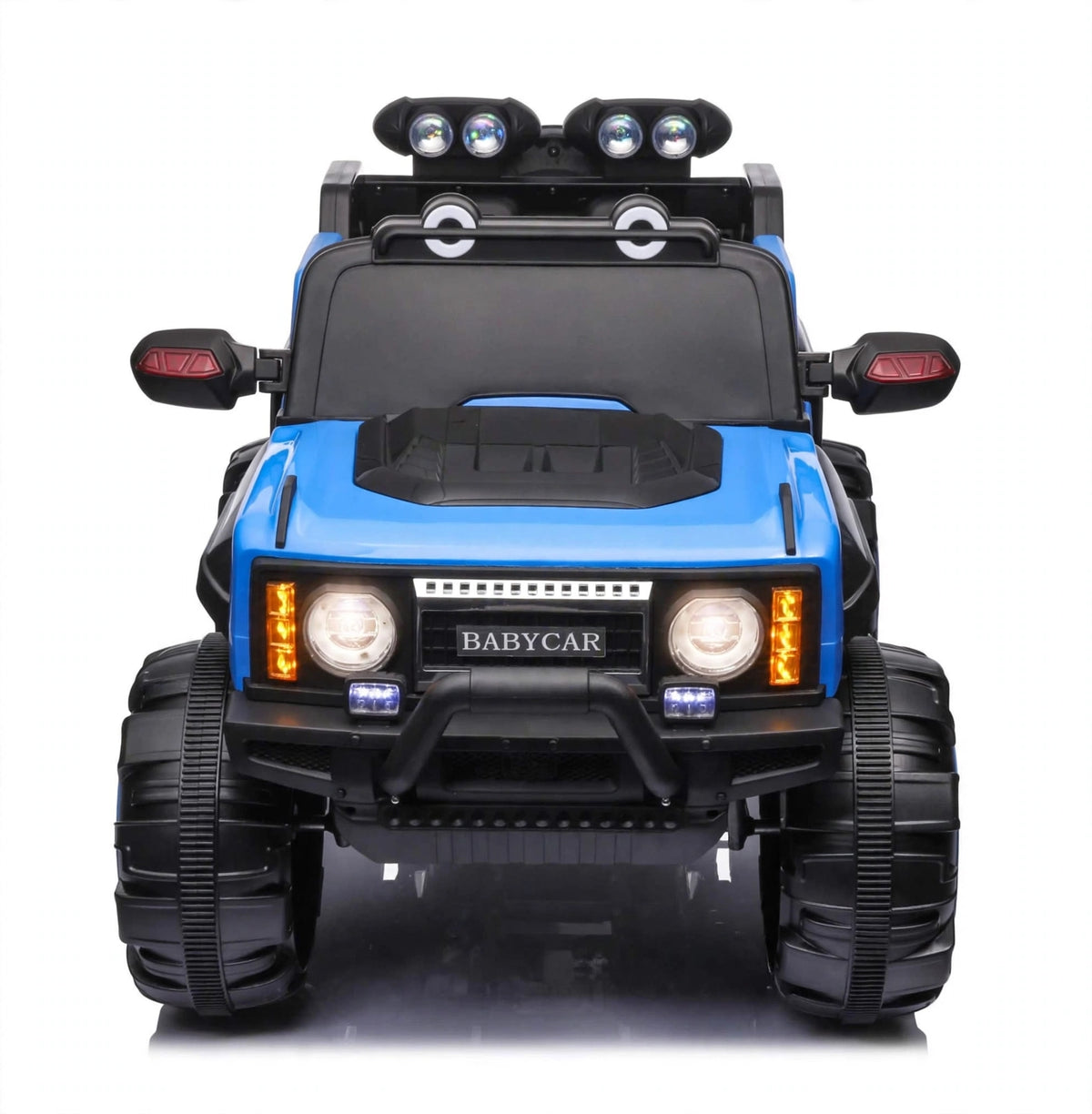 Kids 4x4 2 seater jumbo size electric jeep car in blue with headlights for ages 3-8 from Sam's Toy World