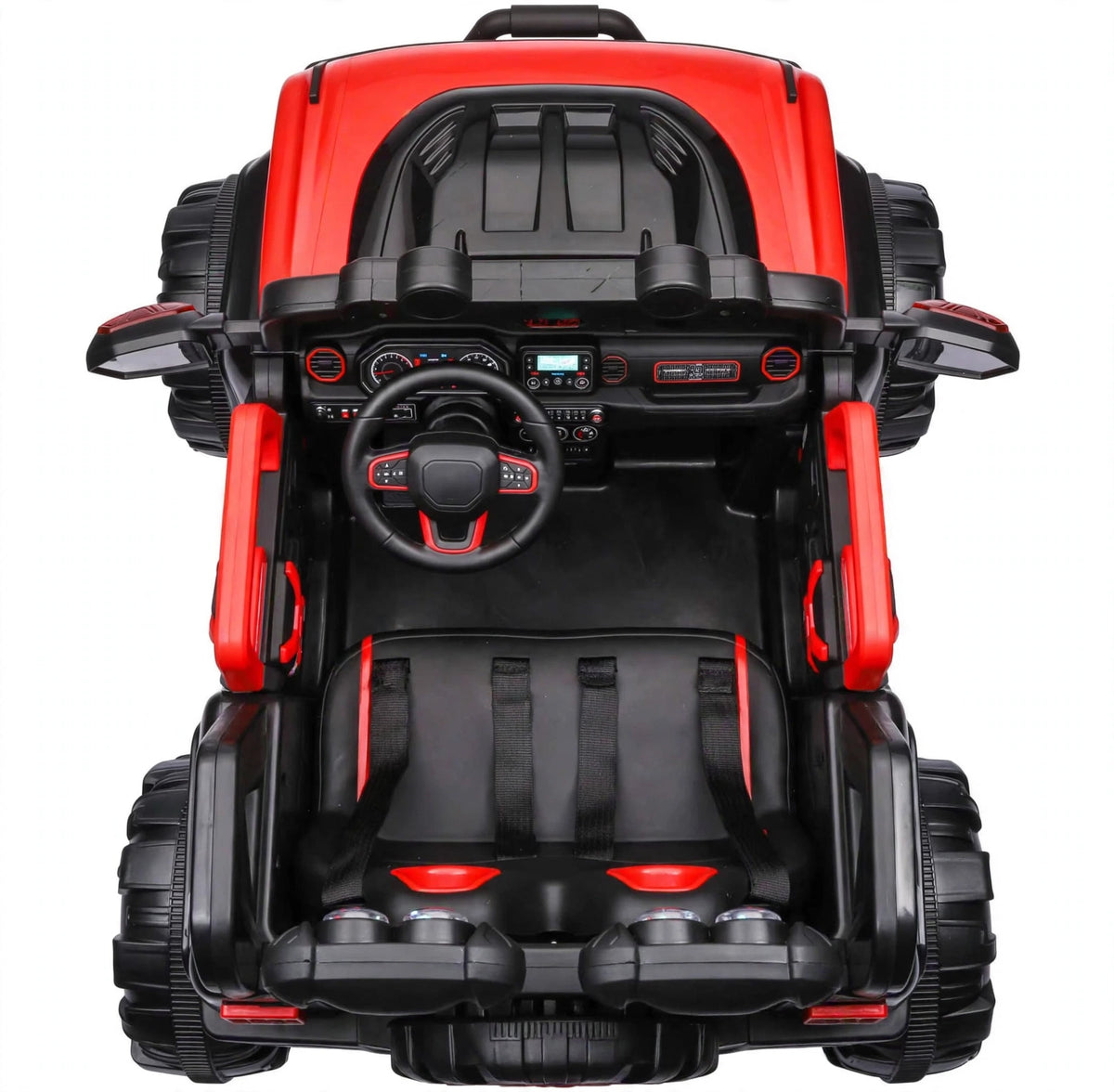 Kids 4x4 2 seater jumbo size electric jeep car in red and black for ages 3 and up from Sam's Toy World