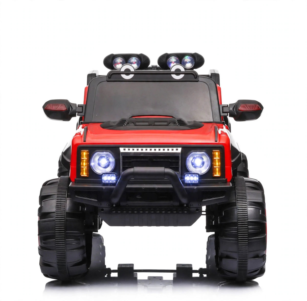 Kids 4x4 2 seater jumbo size electric jeep car in red with working headlights, suitable for ages 3 and up from Sam's Toy World