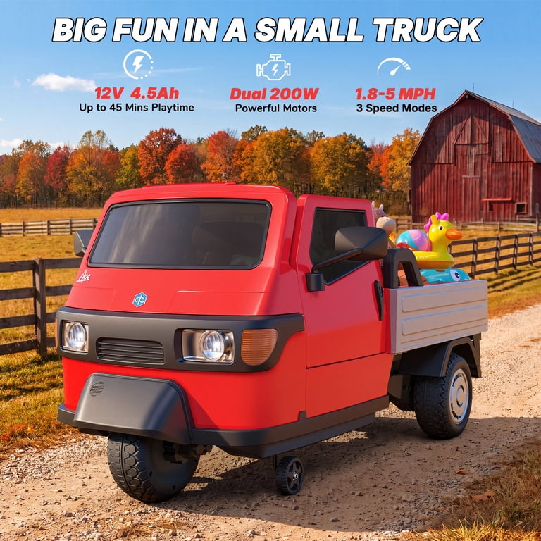 Kids electric Auto ride on Piaggio Tempo in Ahmedabad, red color for ages 3-8, from Sam's Toy World
