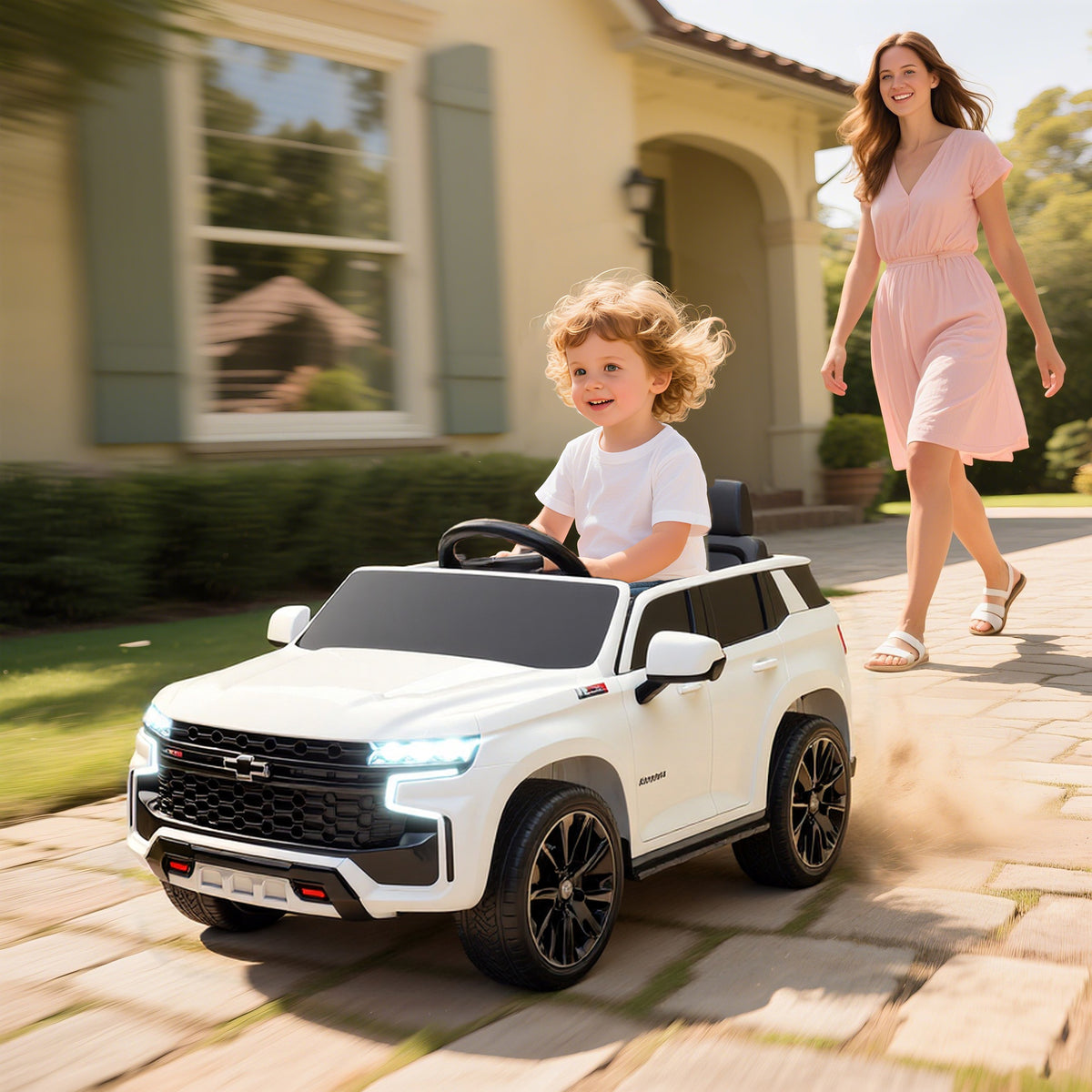 Kids electric battery operated remote control car Ahmedabad in white, perfect for ages 3 and up, by Sam's Toy World