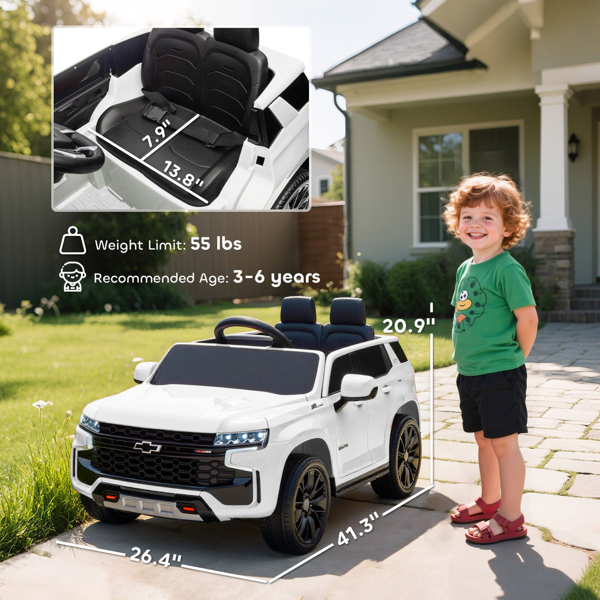 Sam's Toy World Kids electric battery operated remote control car Ahmedabad in white with seating for 2, ages 3-6