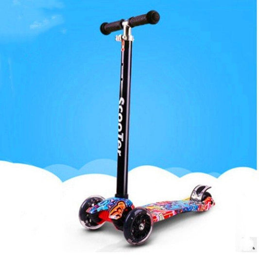Kids scooter with flashing wheels in Ahmedabad Gujarat featuring a colorful deck and black handlebar
