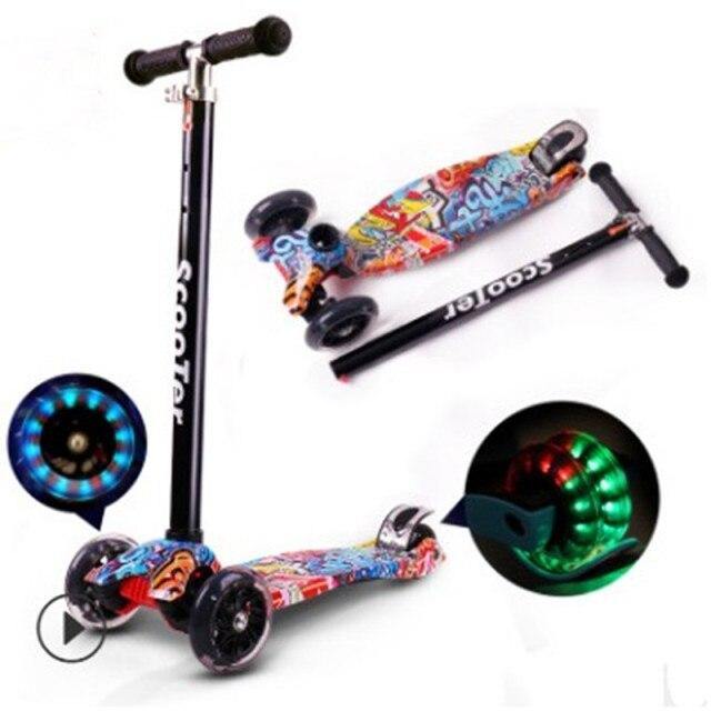 Kids scooter with flashing wheels in Ahmedabad Gujarat featuring colorful graffiti deck and adjustable handlebar