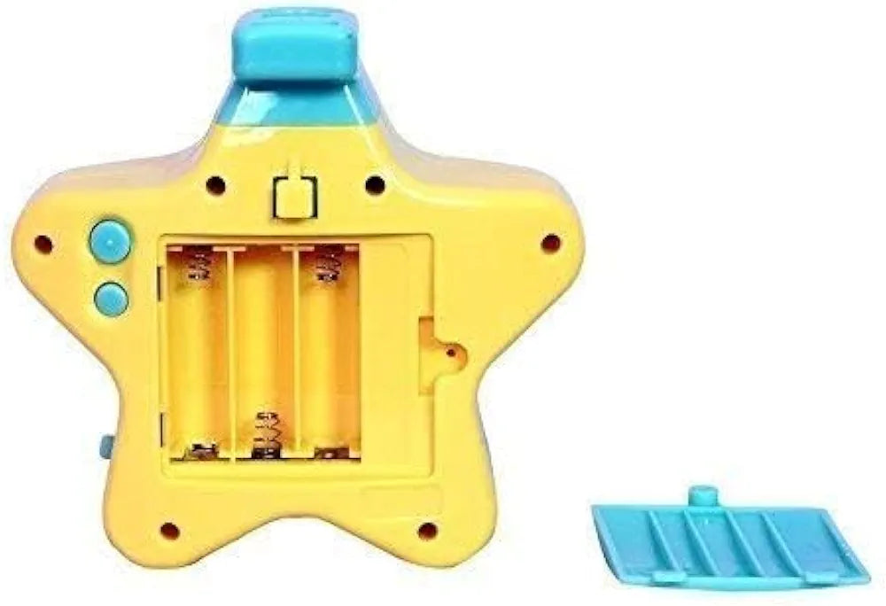 Kids star projector in yellow for ages 3 and up, ideal for creating magical night skies. Sam's Toy World.