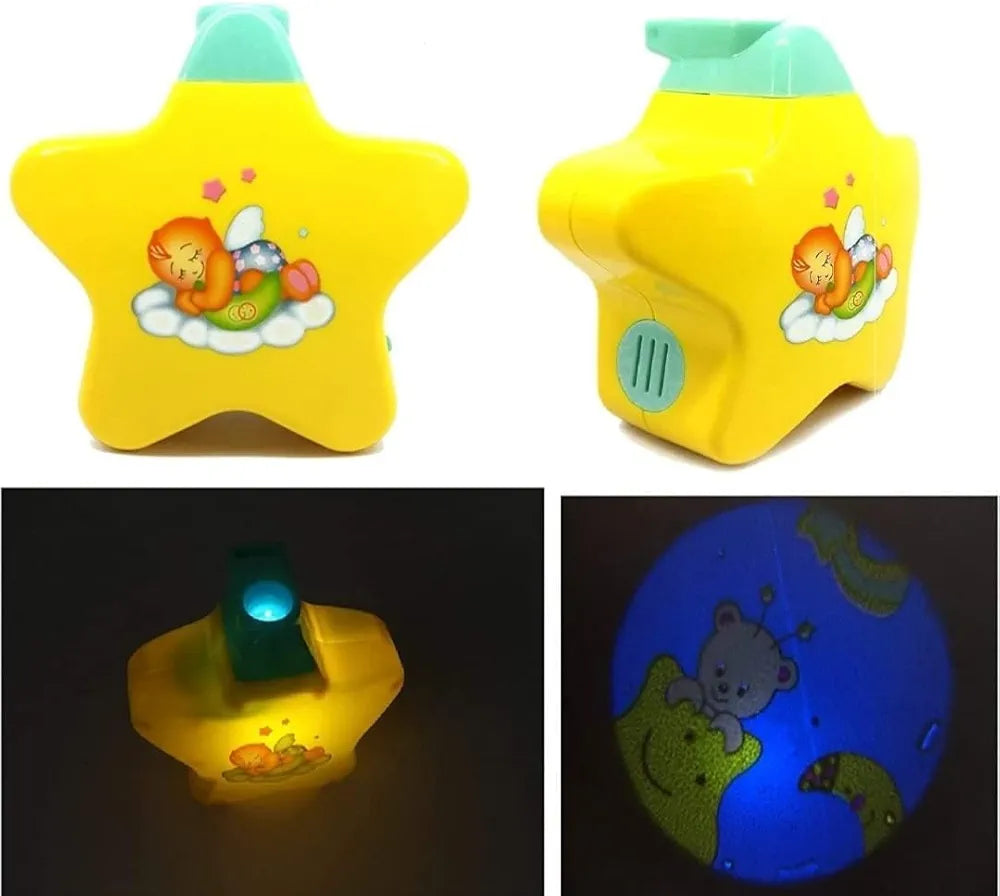 Kids star projector in yellow featuring animal designs for ages 3 and up from Sam's Toy World