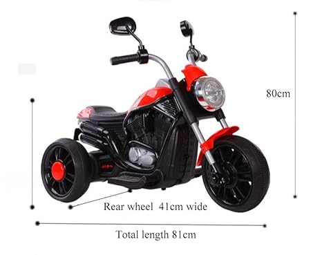 Kids three wheel bike with foot accelerator in Gujarat red and black with rear wheel 41cm wide and total length 81cm