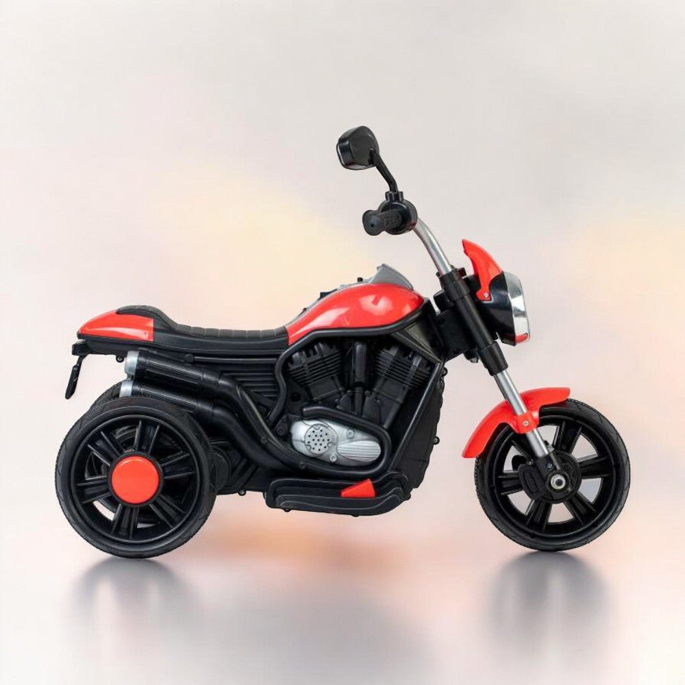 Black and red kids three wheel bike with foot accelerator in Gujarat for toddlers riding fun