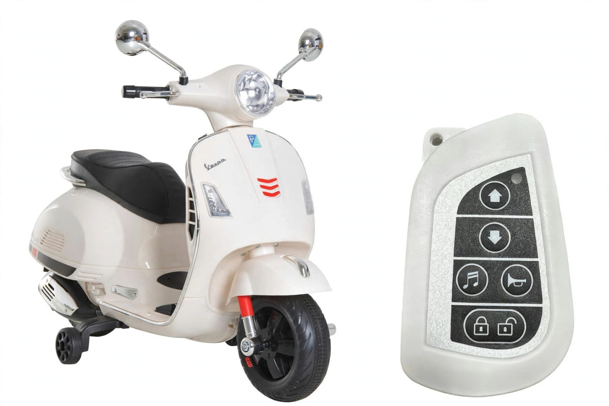 Kids vespa scooter in white with remote control for ages 3-8 from Sam's Toy World