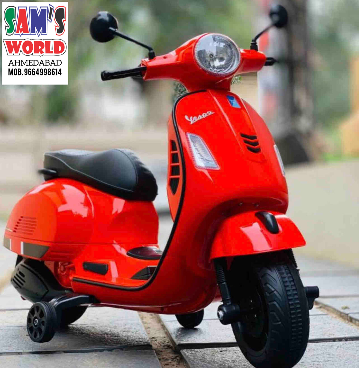 Kids vespa scooter in red for ages 3-8, battery scooter for kids in Ahmedabad Gujarat - Sam's Toy World