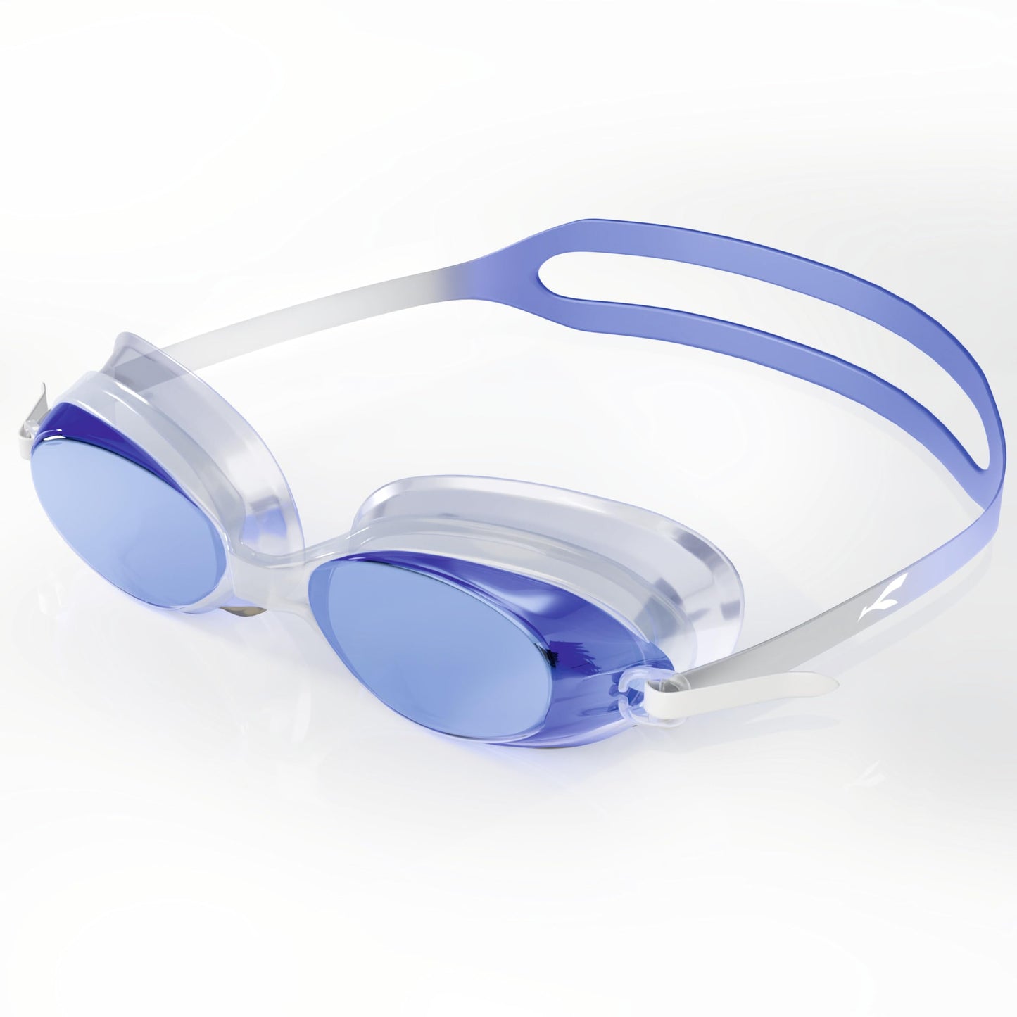 Transparent blue anti-fog swimming goggles for adults and kids with adjustable straps