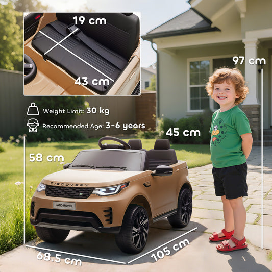 Land Rover Discovery ride on electric Car by Sam's Toy in beige for kids ages 3-6, featuring a stylish design