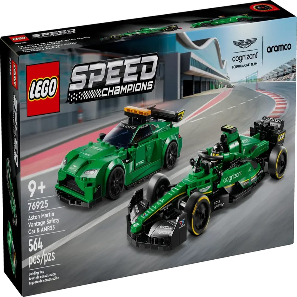 Buy Aston Martin Safety Car & AMR23 Lego India LEGO Speed Champions Vantage Safety Car and AMR23 F1 set 564 pcs green
