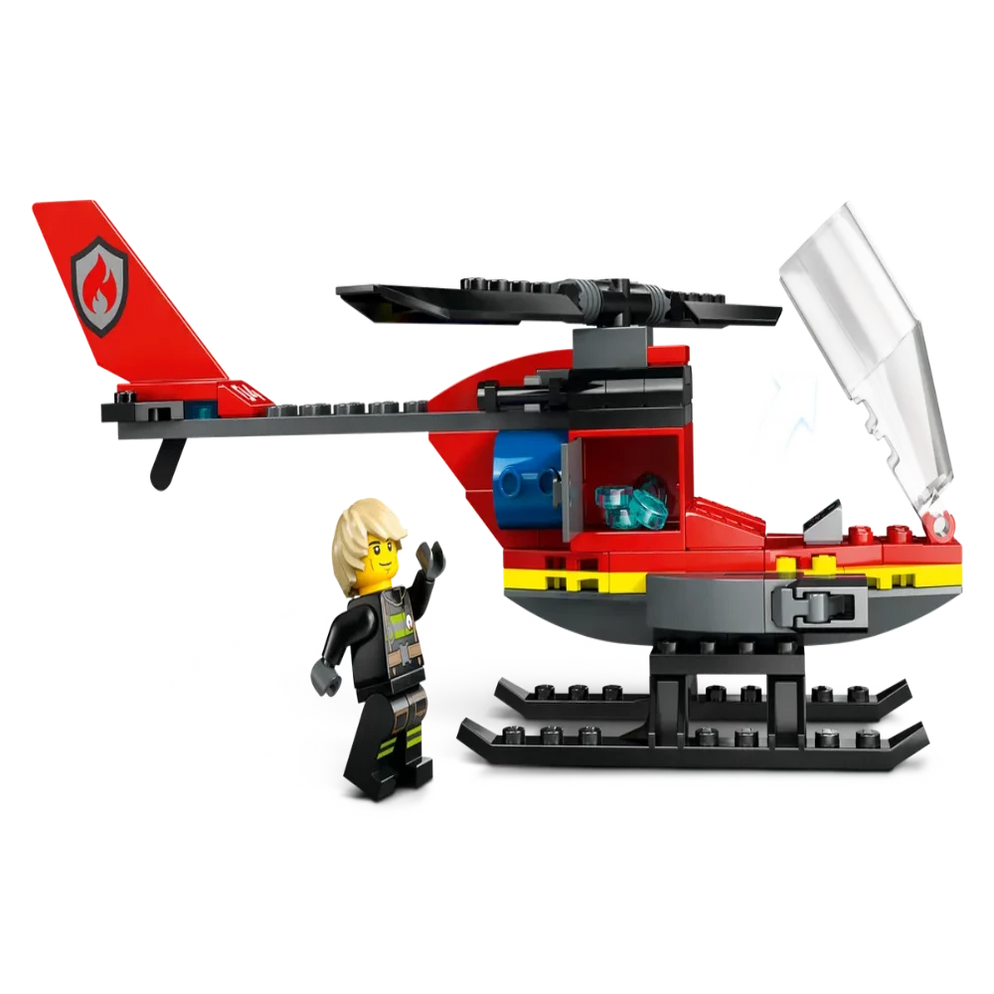 LEGO City Fire Rescue Helicopter 60411 Ahmedabad Gujarat India red rescue helicopter with firefighter minifigure and open cockpit