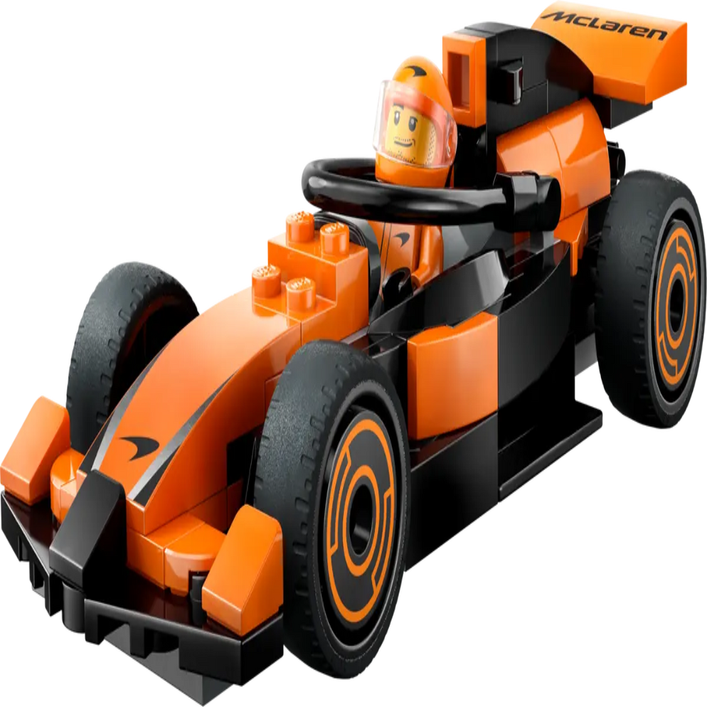 Orange black LEGO Formula 1 toy car with driver minifigure LEGO City Formula 1 Race Car best price Ahmedabad Gujarat India .