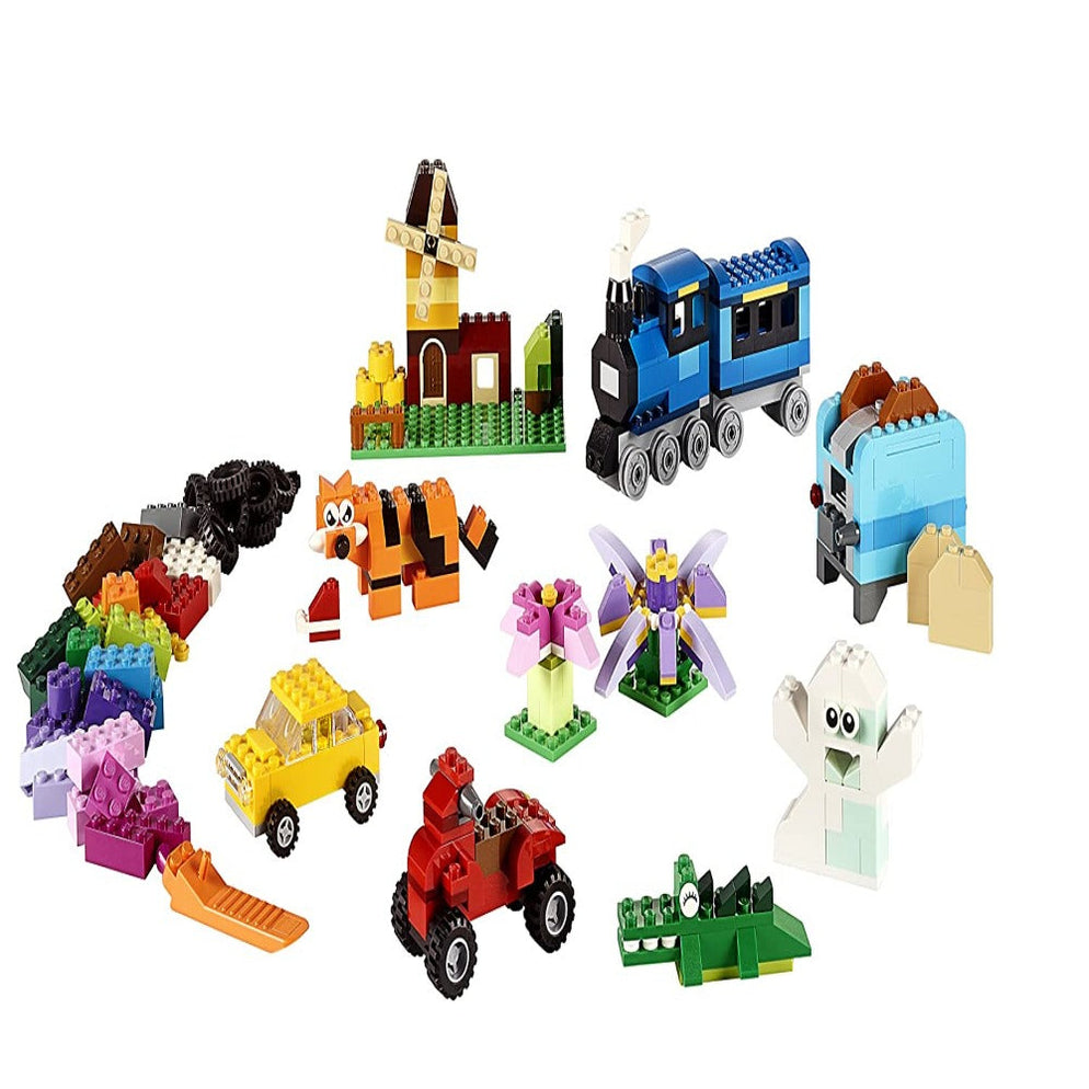 LEGO Classic Creative Brick Box 10696 Ahmedabad Gujarat online India . Bright assembled toys including train car fox and crocodile