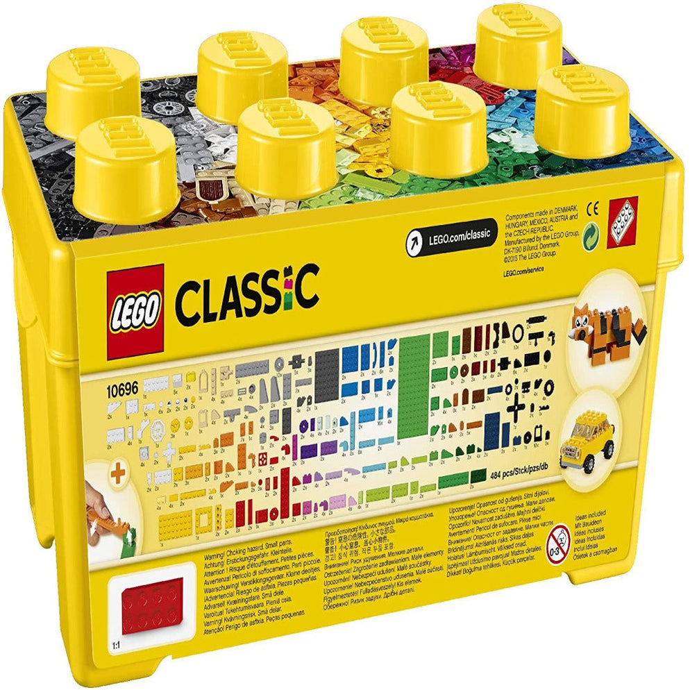 LEGO Classic Creative Brick Box 10696 Ahmedabad Gujarat online India . Yellow brick storage box showing multicolor classic pieces