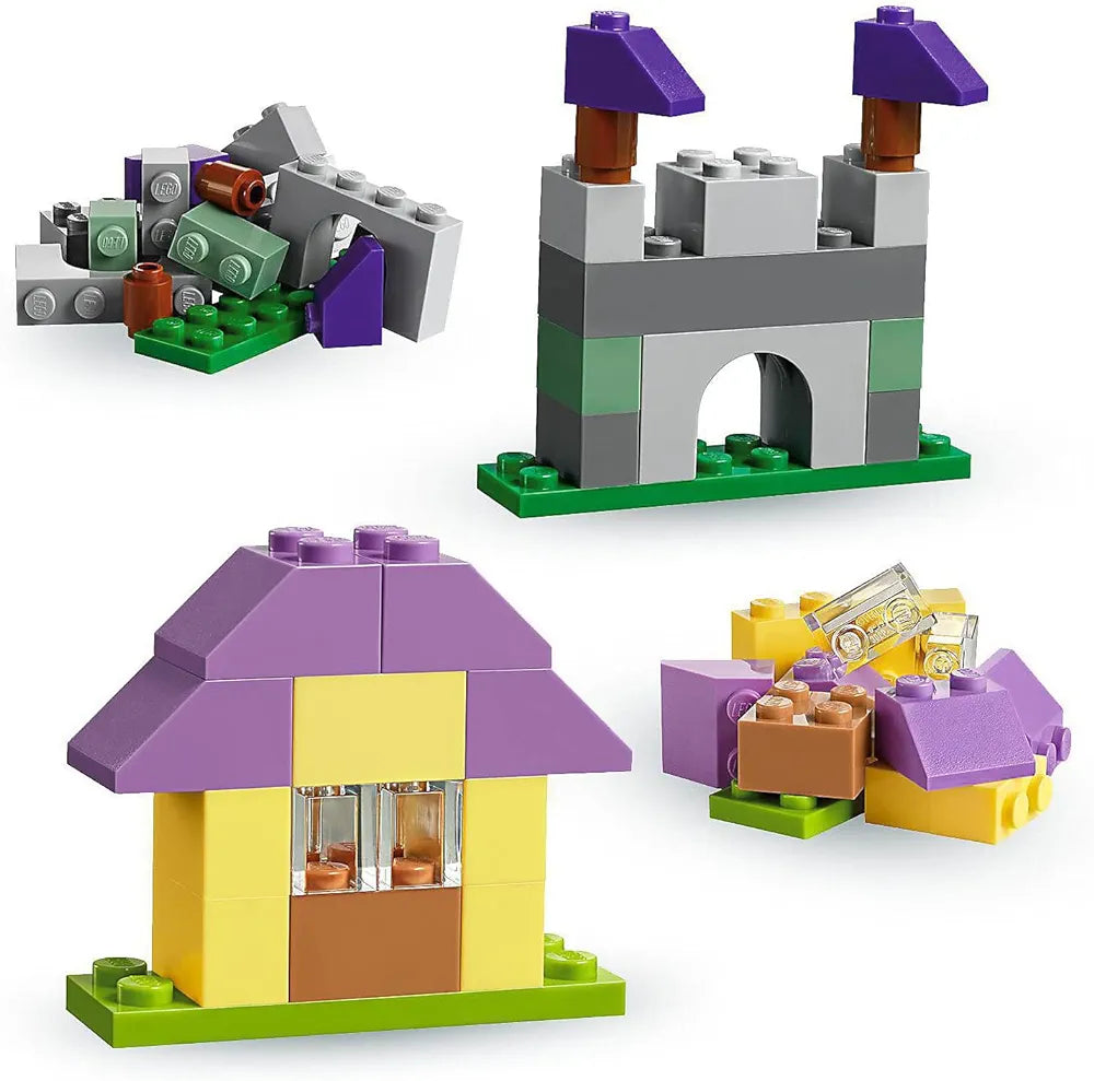 LEGO Classic Creative Suitcase for kids Ahmedabad Gujarat Online India purple roof house castle and loose colorful bricks