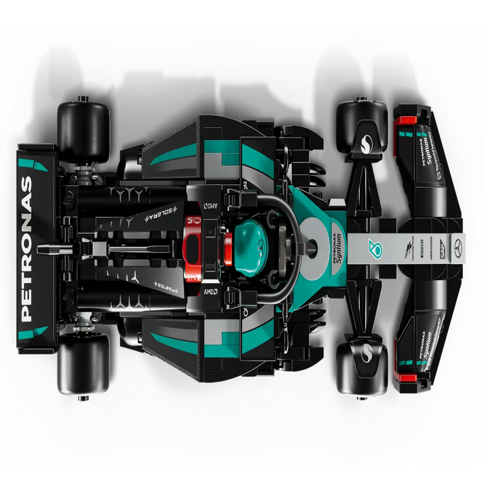 Top view LEGO Mercedes-AMG F1 race car set Ahmedabad Gujarat Online India black teal Petronas model