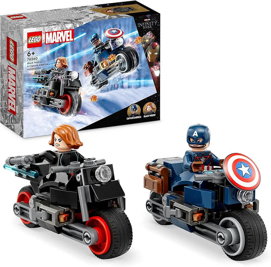 LEGO Marvel Universe motorbike set with Black Widow and Captain America figures for imaginative play