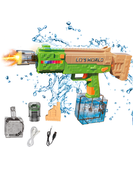 Green automatic water blaster rechargeable toy with accessories, ideal for Holi gun in Ahmedabad