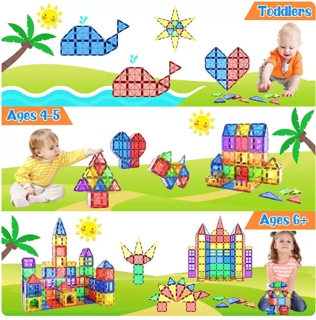 Magna-Tiles magnetic tiles set in vibrant colors for toddlers and ages 4-5, available at Sam's Toy World