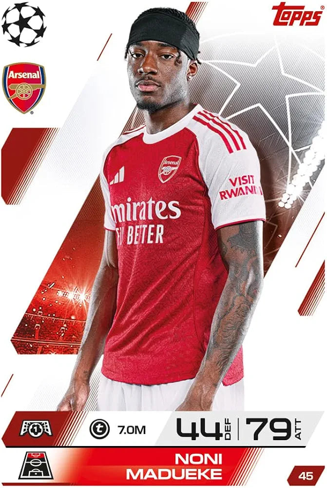 Match Attax 2025/26 mini tin football cards at samstoy.in featuring Noni Madueke from Arsenal