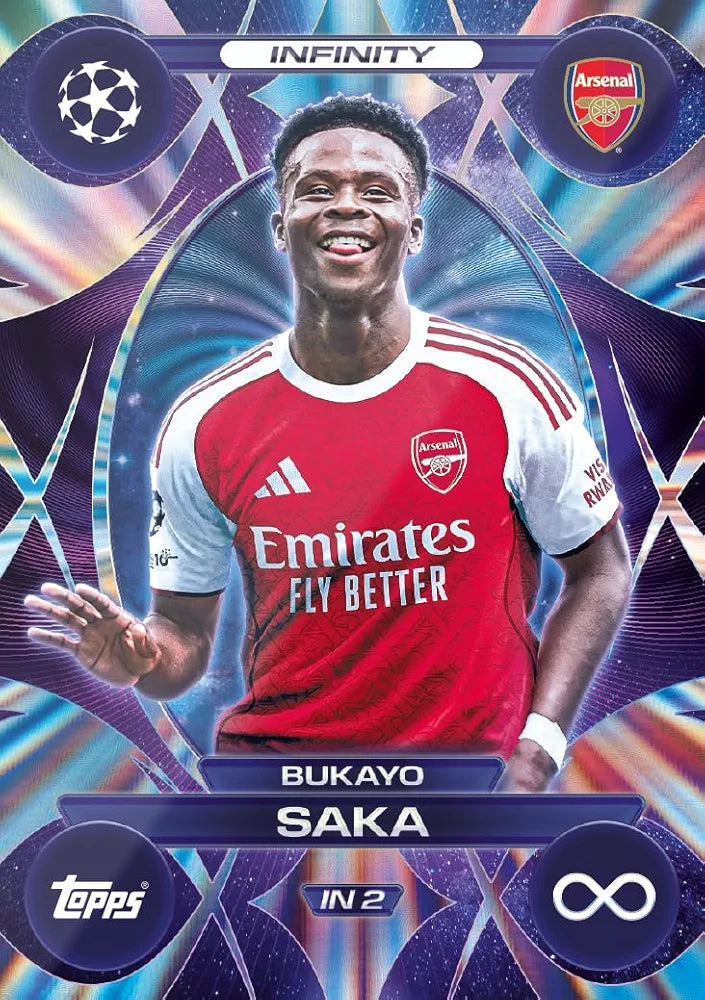 Match Attax 2025/26 mini tin football cards at samstoy.in featuring Bukayo Saka from Arsenal