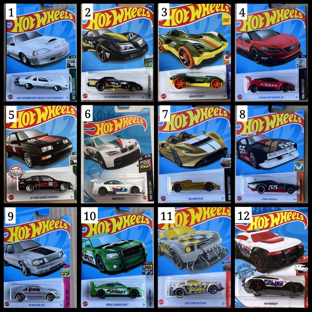 Hot Wheels 1:64 scale cars Ahmedabad Online India 12 packaged diecast cars in original carded packaging arranged 3 by 4