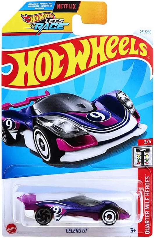 Quarter Mile Heroes Hot Wheels Netflix edition Celero GT purple and white toy car in blister pack