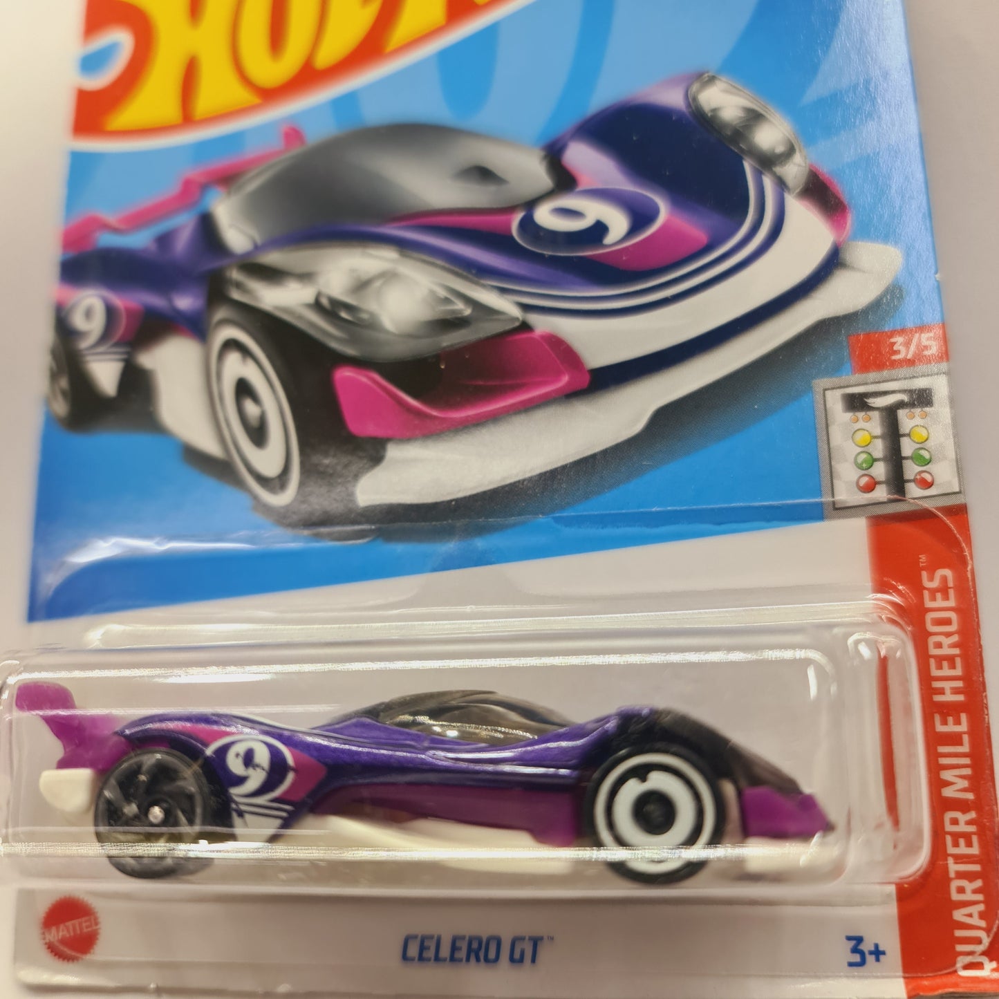 Quarter Mile Heroes Hot Wheels Netflix edition Celer0 GT purple white race car toy in blister pack by samstoy in