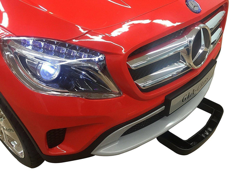 Red Mercedes Benz battery operated car for kids in Ahmedabad Gujarat showing front grille and headlight