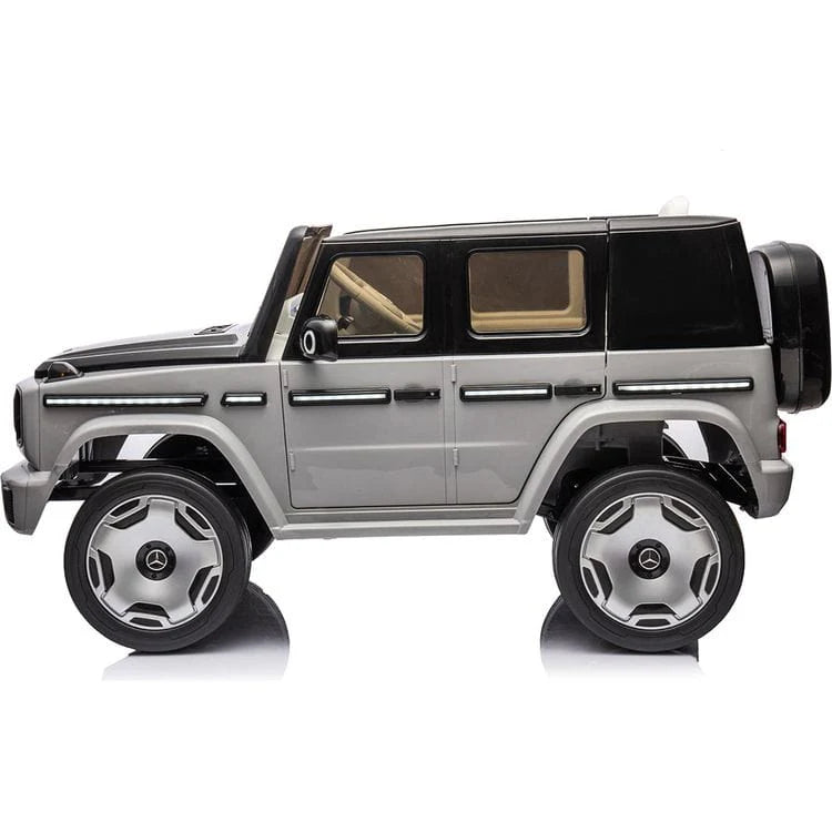 Silver and black Mercedes Benz ride on car for kids licensed Gujarat with detailed design and realistic wheels