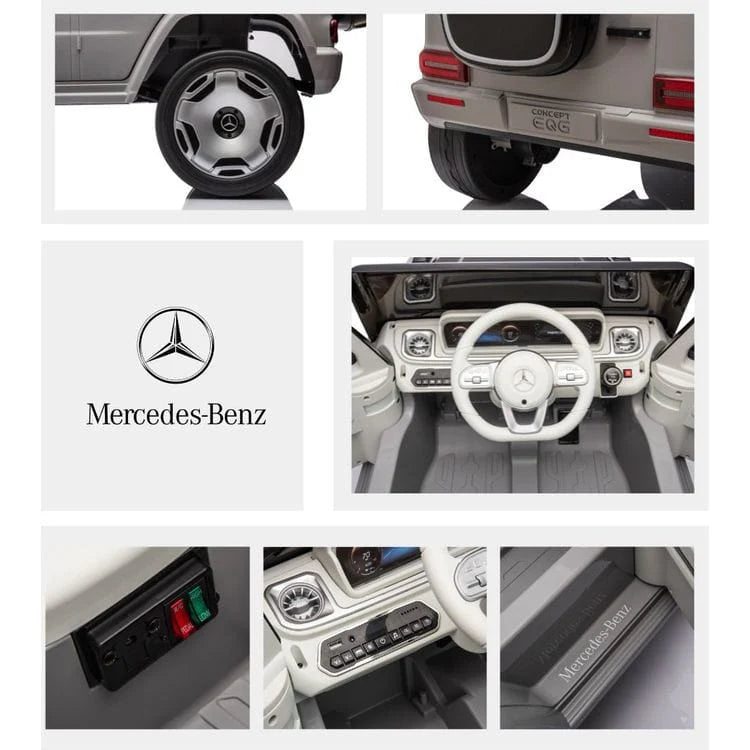 Details of Mercedes Benz ride on car for kids licensed Gujarat showing wheels, steering, dashboard, and branding