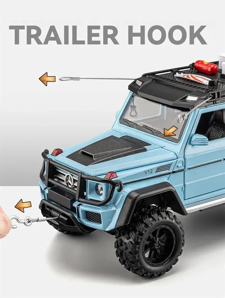 Mercedes BRABUS G550 metal toy car Ahmedabad in light blue with detailed trailer hook and off-road tires