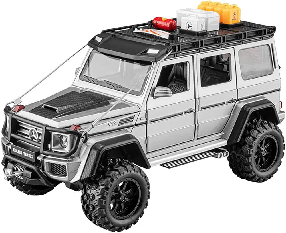 Mercedes BRABUS G550 metal toy car Ahmedabad silver detailed off-road model with roof rack accessories