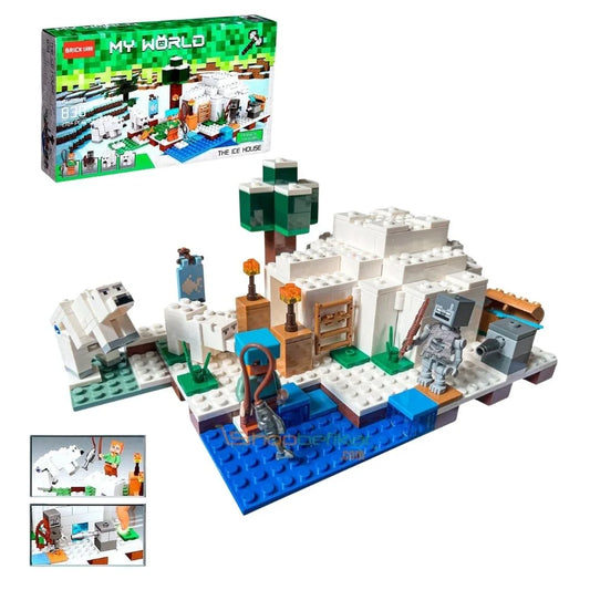 Minecraft on blocks at Sam's Toy World Ahmedabad, colorful block set featuring The Ice House with characters and scenery