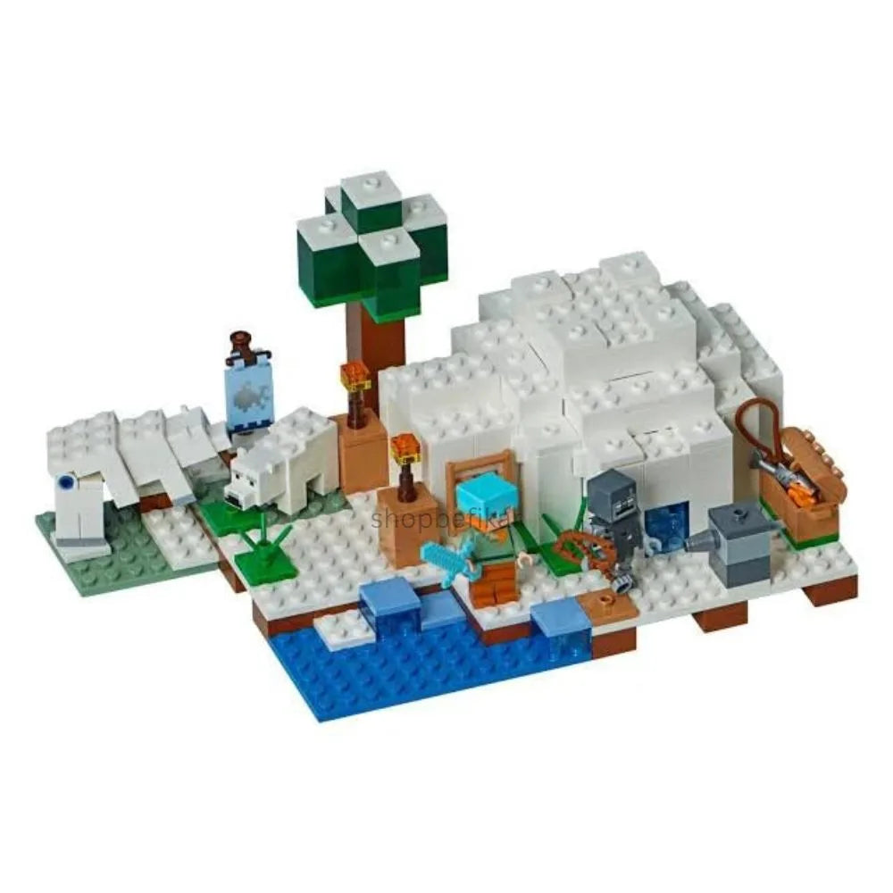 Minecraft on blocks at Sam's Toy World Ahmedabad, colorful building set featuring an arctic scene with a house and tree