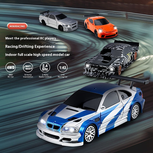 Four-wheel Drift Car Indoor Endurance Mini RC Remote Control Car with blue and silver design for ages 8 and up from Sam's Toy World