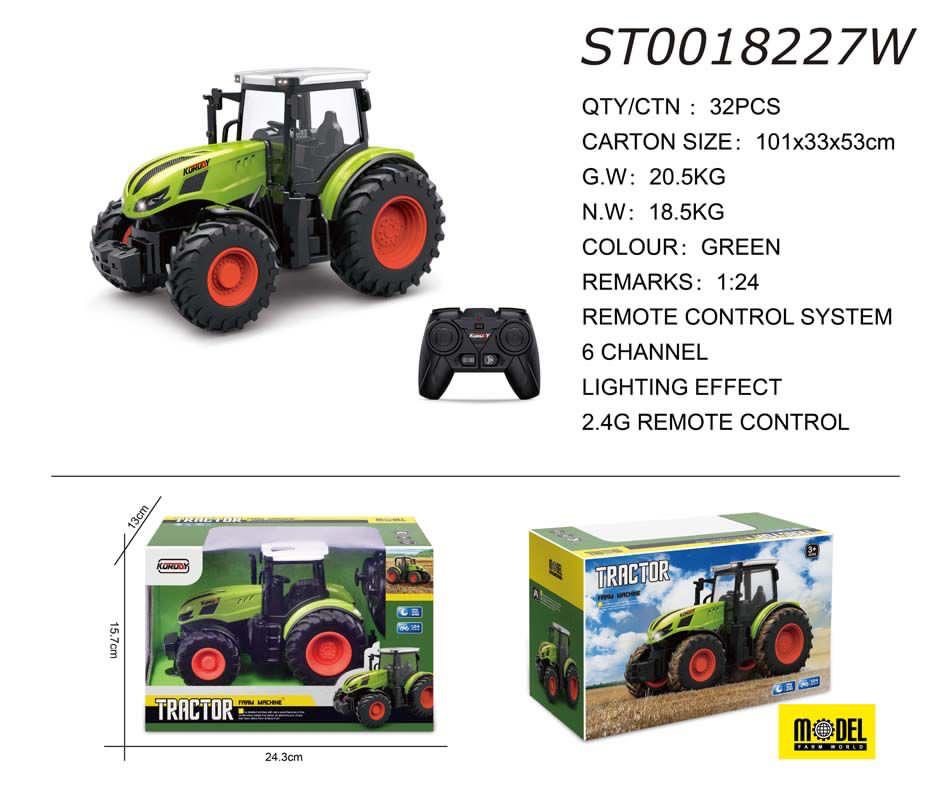 kids remote control green tractor Ahmedabad online India toy model with controller and boxed packaging from samstoy in